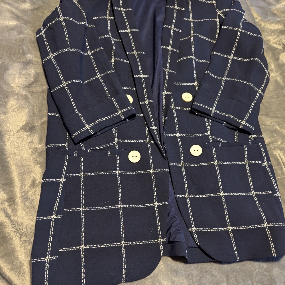 Express Navy Blazer with White Stitching